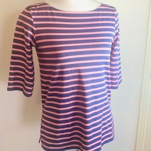 Saint James Breton top pink & periwinkle blue/grey